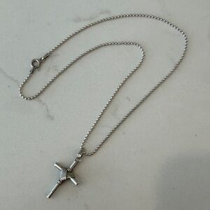 Elegant Sterling Silver Cross Pendant Necklace, 16” Chain, Never Worn